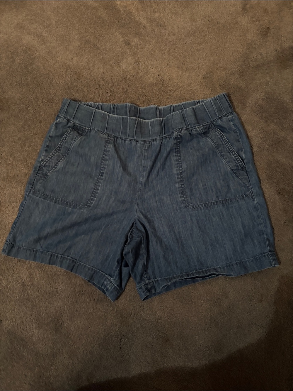 Talbots Women's Washed Blue Elastic-Waist Jean Shorts